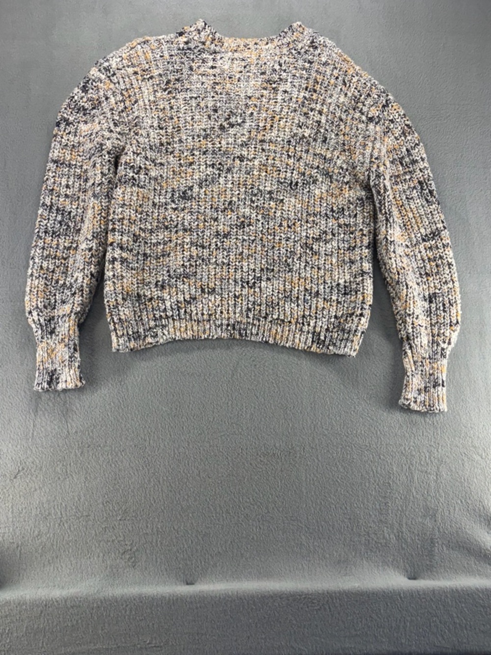 Garage Marled Crewneck Sweater in Cream, Gray & White